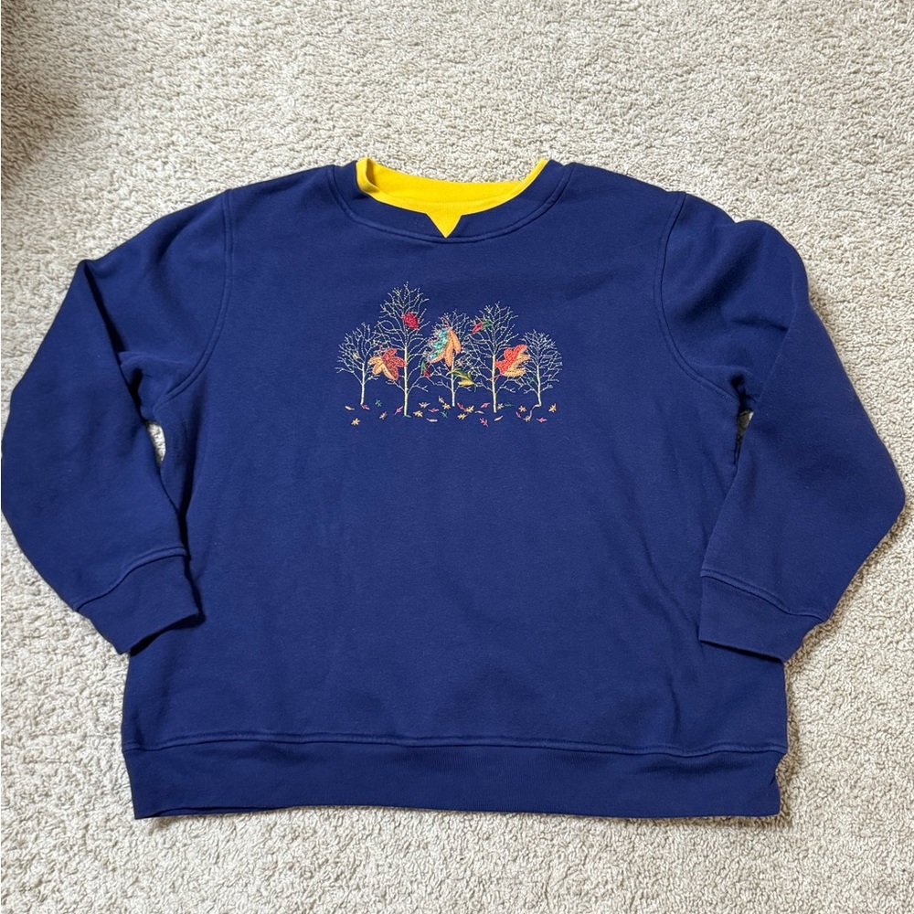 Yellow and Navy Autumn embroidered sweatshirt by Shenanigans